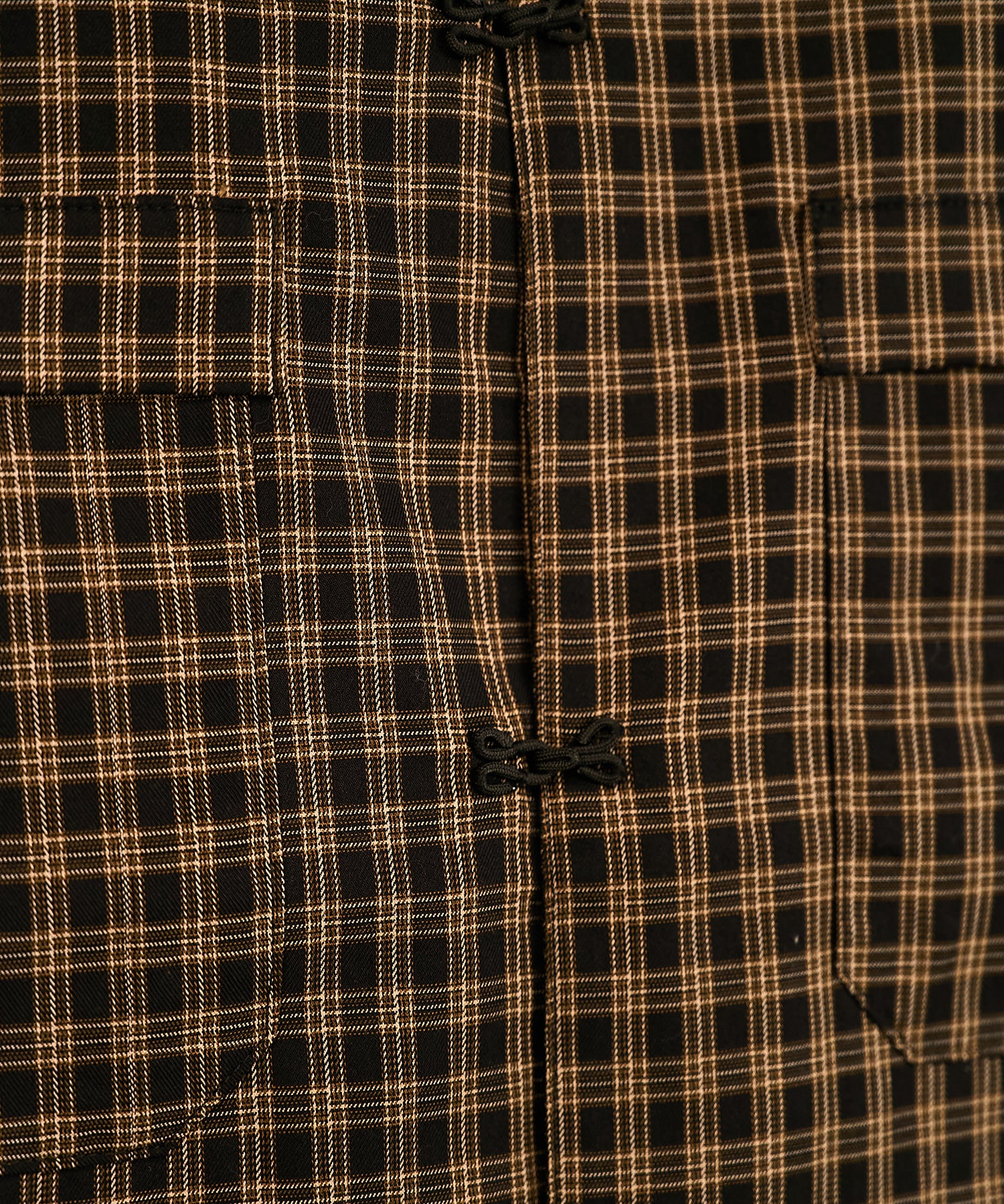 Grid Check Open Collar Shirt（Black）