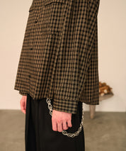 Grid Check Open Collar Shirt（Black）