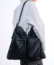 2-way Leather Shoulder Bag（Black）