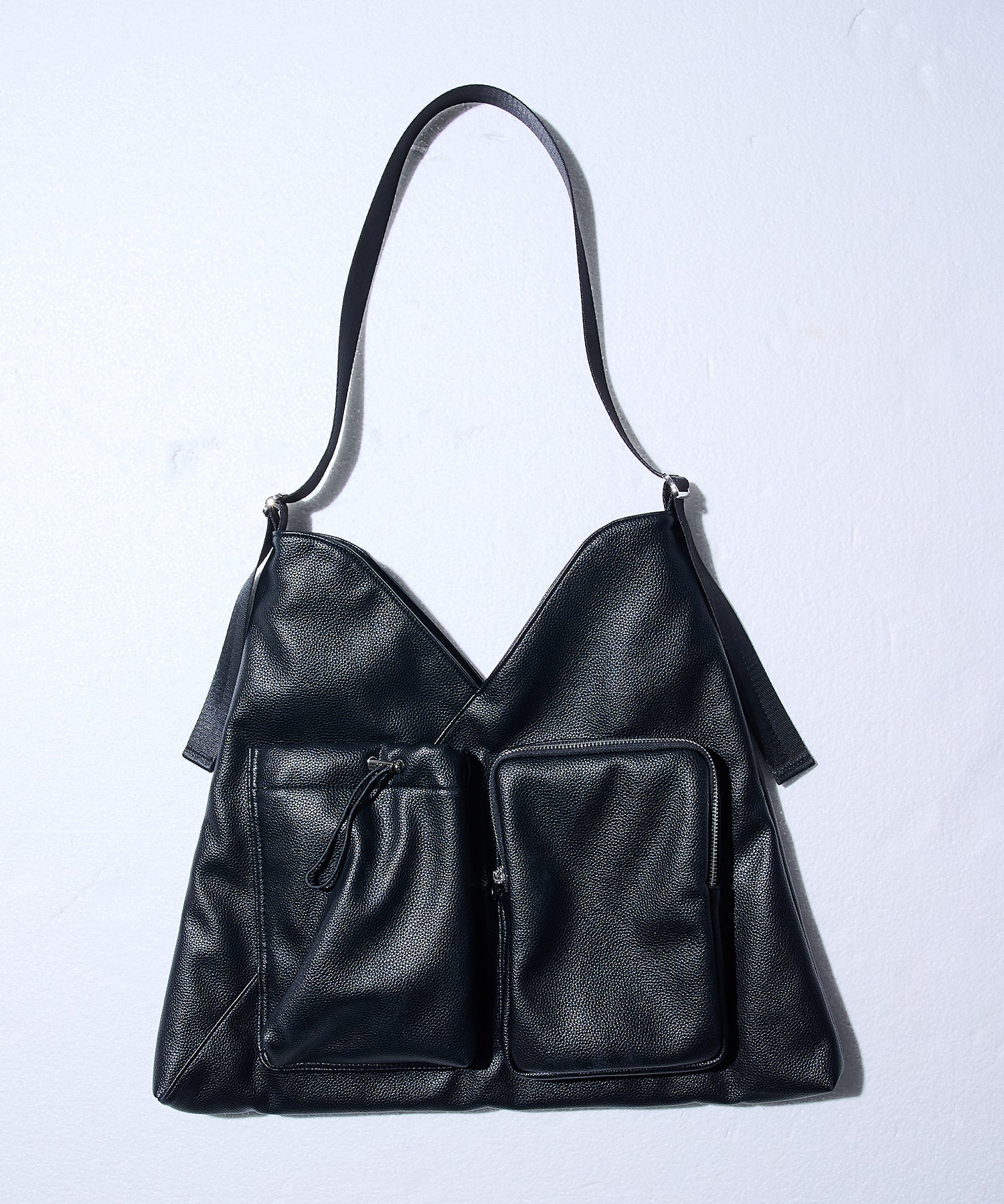 2-way Leather Shoulder Bag（Black）
